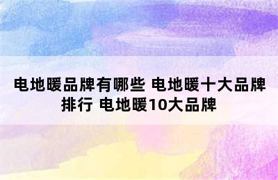 电地暖品牌有哪些 电地暖十大品牌排行 电地暖10大品牌